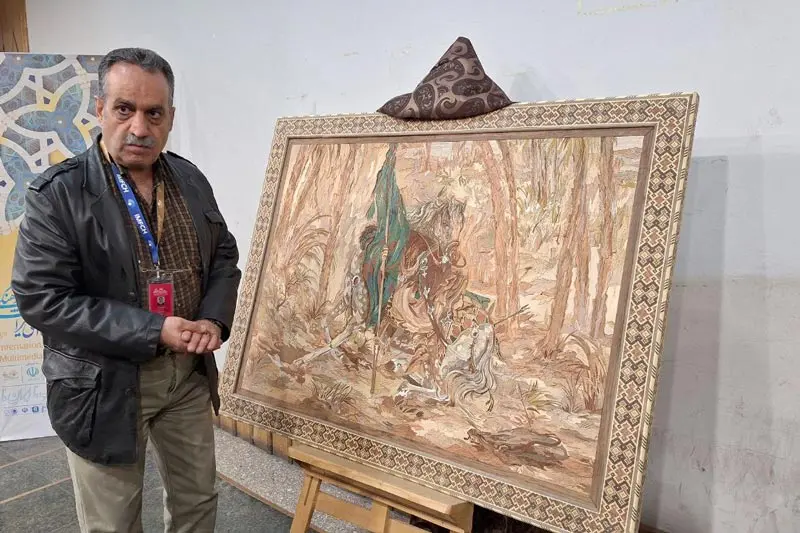 رونمایی تابلو معرق در جشنواره چندرسانه‌ای میراث‌ فرهنگی شیراز
