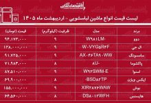 قیمت جدید انواع ماشین لباسشویی در بازار / ماشین لباسشویی ۹ کیلویی ال جی، سامسونگ، بوش، دوو، اسنوا و...چند شد؟ + جدول اردیبهشت ماه ۱۴۰۵