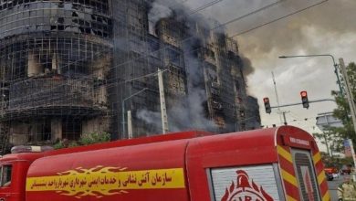 تصاویر هوایی از آتش‌سوزی هولناک مجتمع ارغوان اندیشه + فیلم