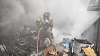 آتش سوزی در انبار لوازم یدکی خودرو در تهران
