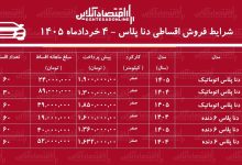 شرایط جدید فروش اقساطی دنا پلاس در بازار / با اقساط ۵ ساله دنا صفر بخرید + جدول خرداد ۱۴۰۵