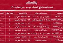 قیمت جدید انواع لاستیک خودرو ۹ خرداد ۱۴۰۵ / خرید یک جفت لاستیک پراید، سمند، دنا، پژو ۴۰۵ و...چقدر هزینه دارد؟ + جدول