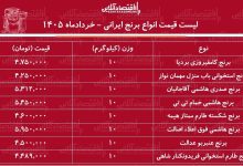 قیمت جدید انواع برنج ایرانی ۲۲ خرداد ۱۴۰۵